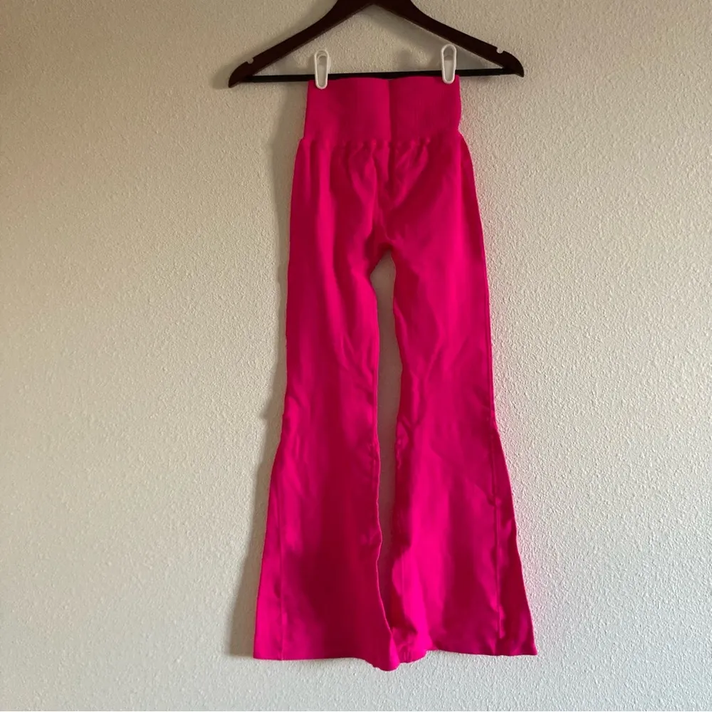 NWOT Free People Women's Pink Wide Leg High Waist Flare Leggings Pant Size XS/S - Image 4