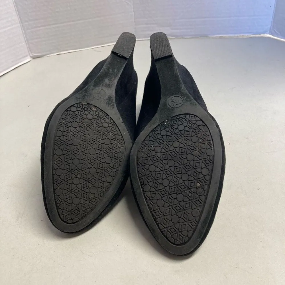 MERONA Women’s Wedge Heels Size 7.5 Black Faux Suede‎ - Image 6