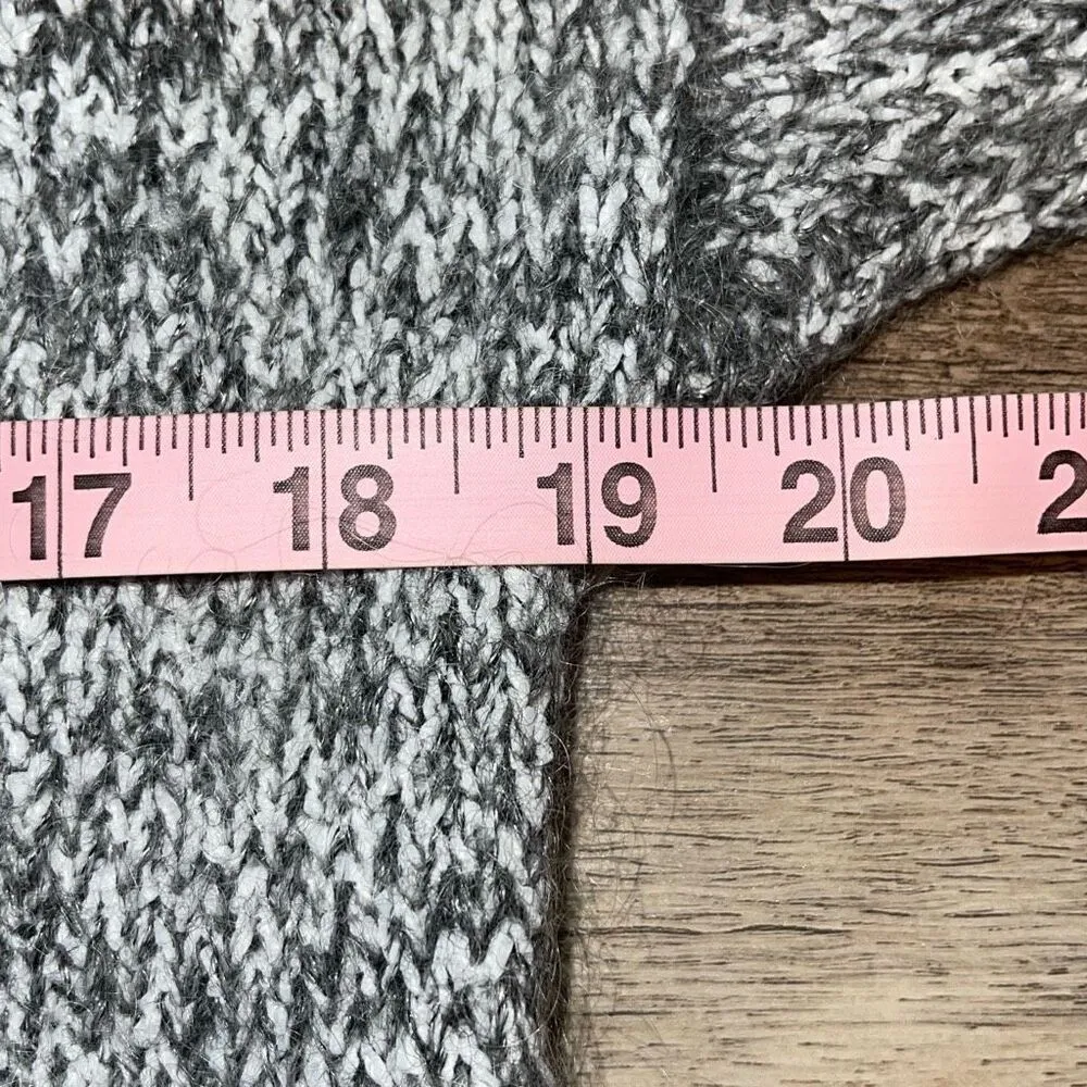 Mohair Wool Blend Womens Knit Mesh Fuzzy Colorblock Pullover Sweater Gray Small - Image 6