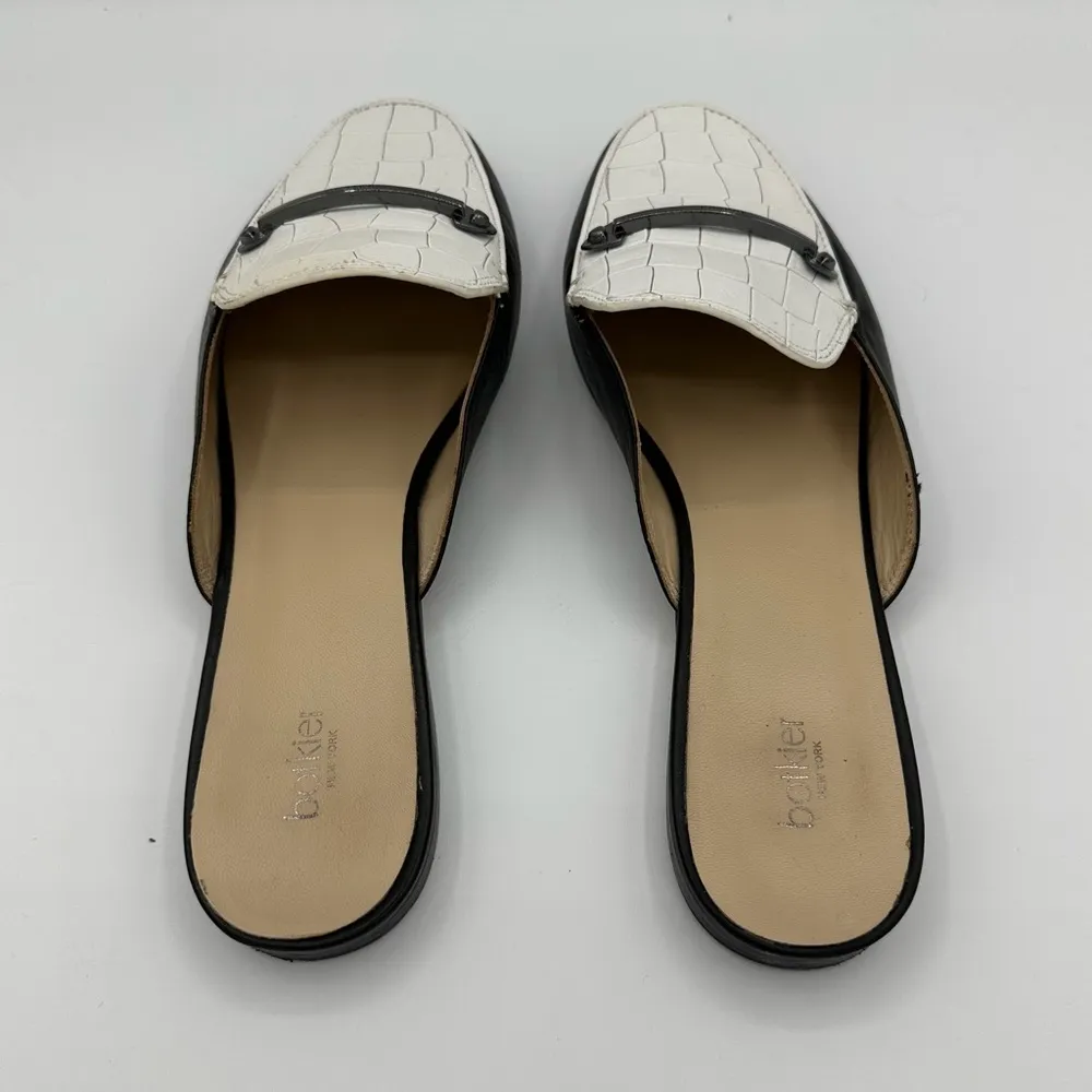 Botkier Clare Black White Loafer Mule Flats Leather Embossed size 8.5 - Image 7