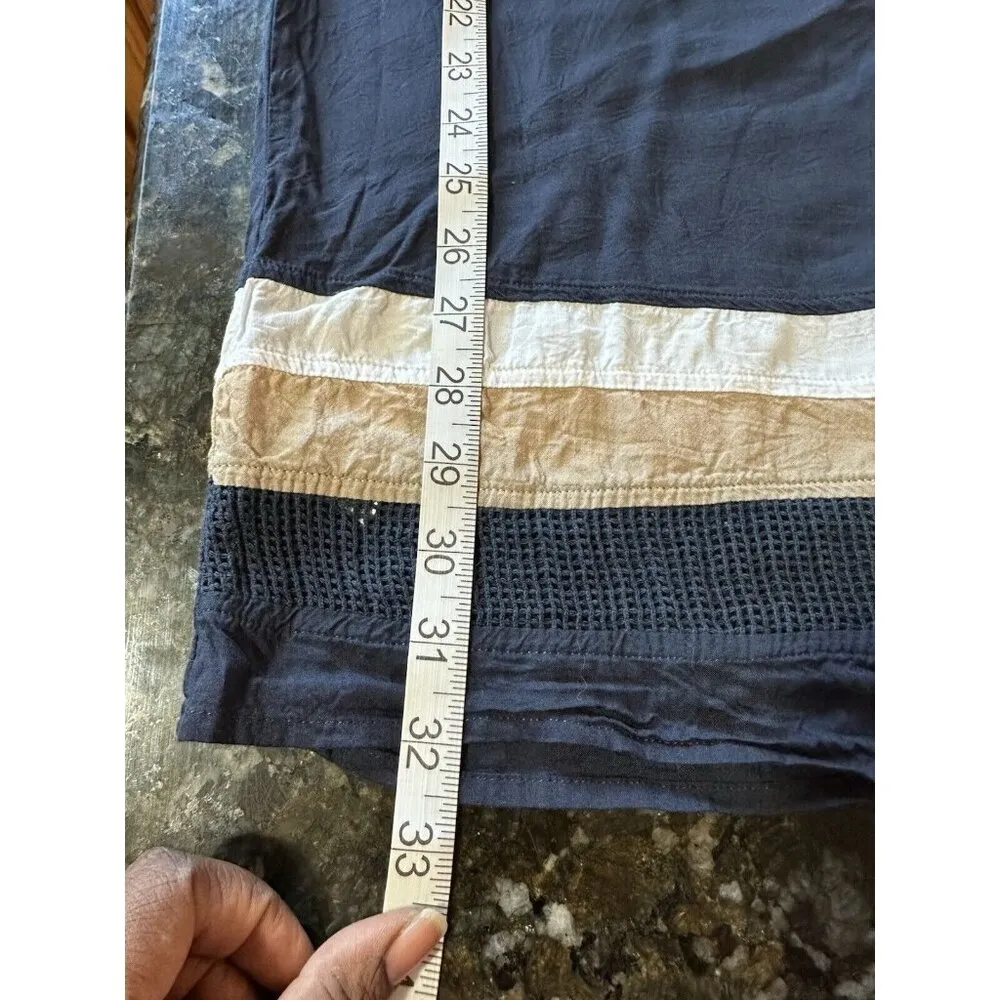 Jets By Jessika Allen Beach Cover Up Kaftan Dress Striped Sheer Swim Beach Sz 8 Blue - Image 7