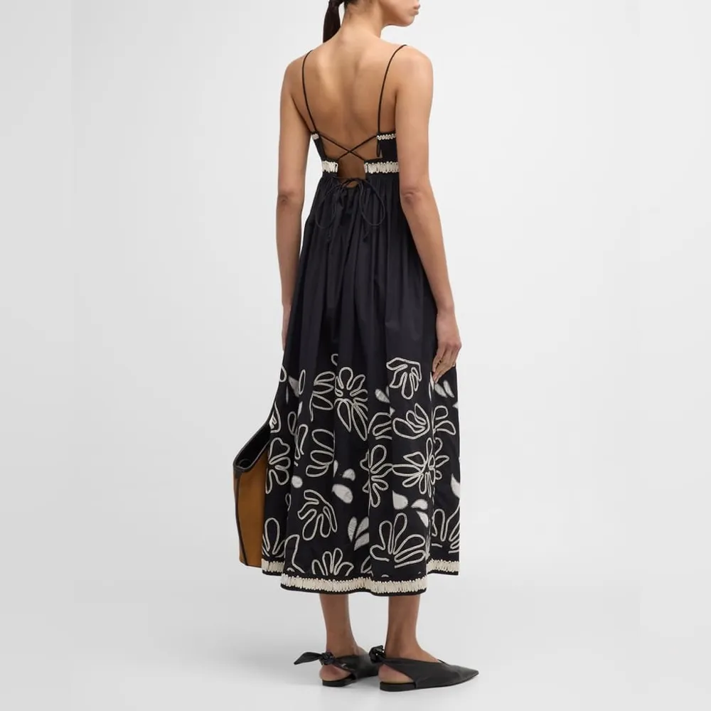 ULLA JOHNSON Hollis embroidered appliquéd pintucked cotton-poplin mididress,$690 - Image 9