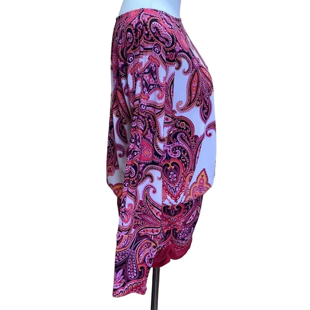 Boston Proper Paisley Fitted Bottom Spandex Stretch Blouse XS - Image 6
