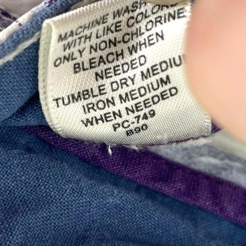 00s GH BASS AND CO Vintage Blue Purple Cotton Plaid Shorts Size 8 - Image 5