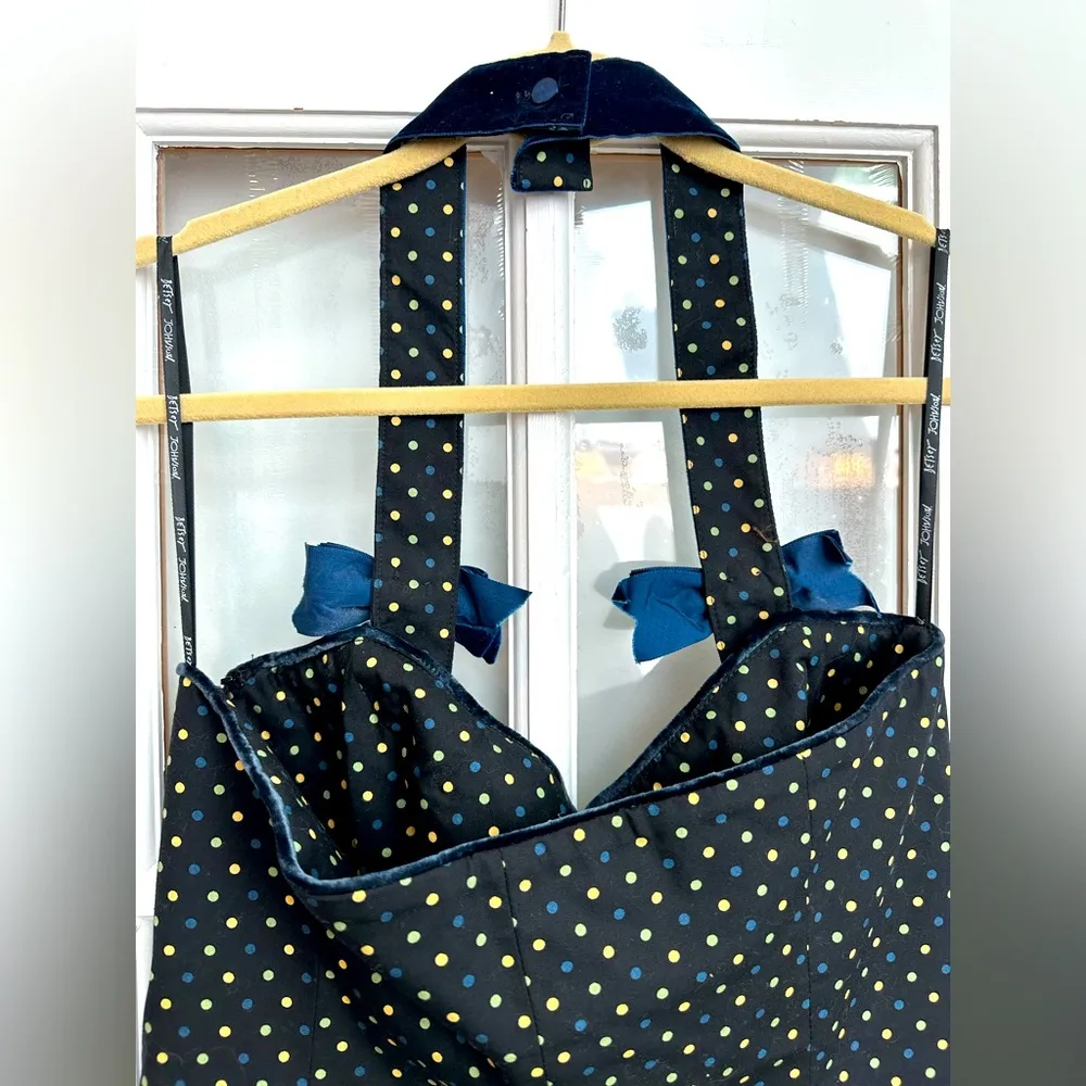 Vintage Betsey Johnson 90s Silk Bow Polka Dot Pinup Rockabilly  Dress Size 10 M - Image 9