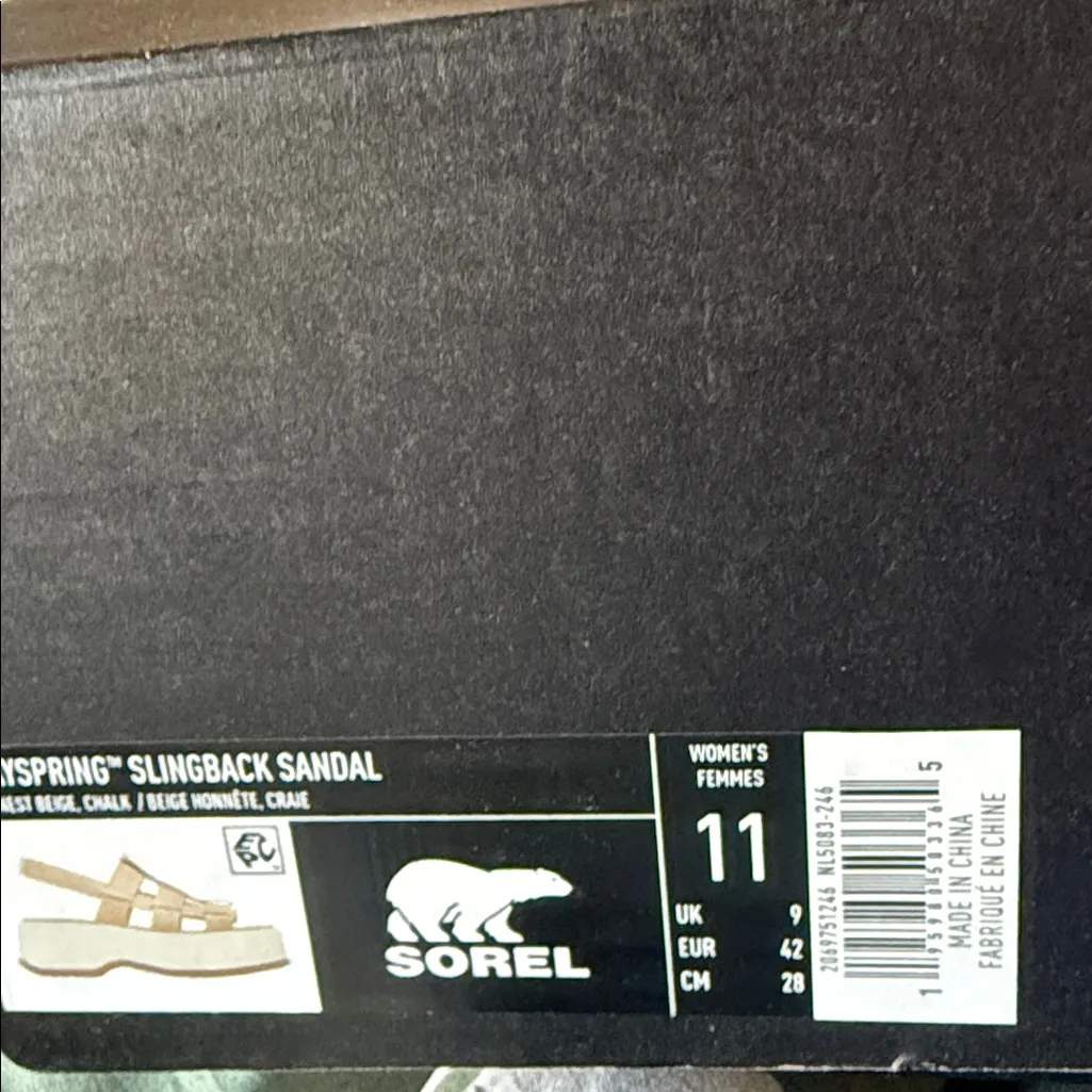 NIB NEW SOREL Dayspring Slingback Platform Sandal IN Color: Honest Beige/ Chalk - Image 12