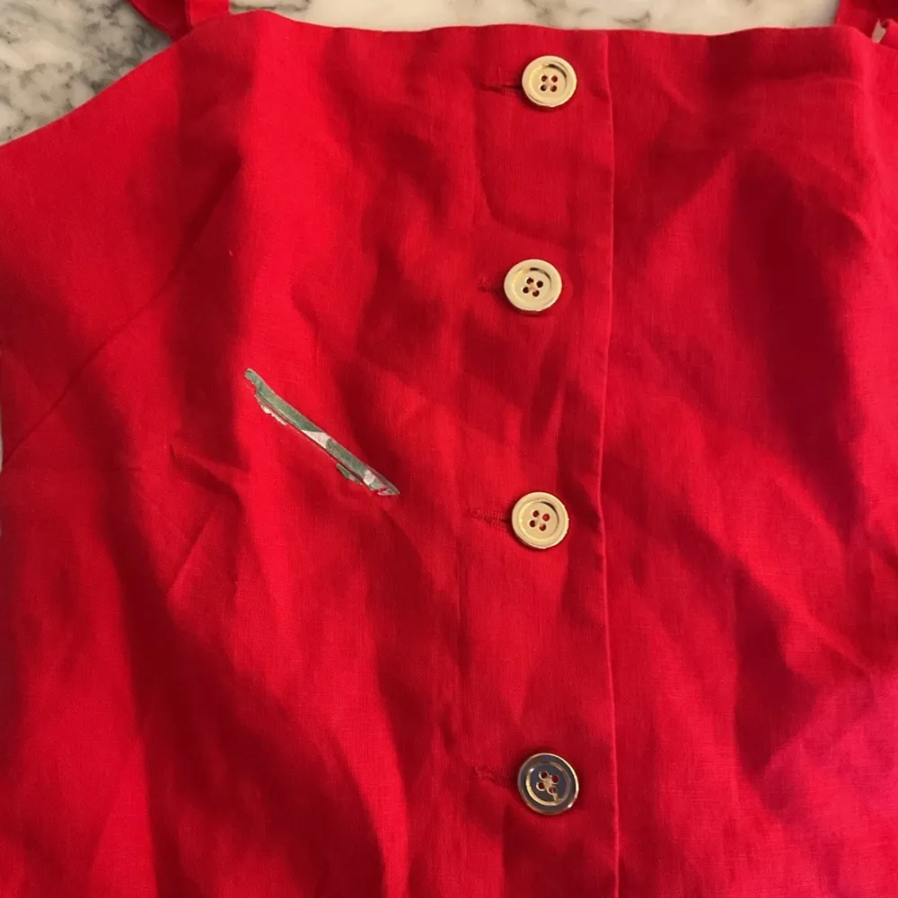 NWT JCrew CLAUDIA Linen Red Button-Down Sleeveless Dress XXS Stubborn Green Tape - Image 9