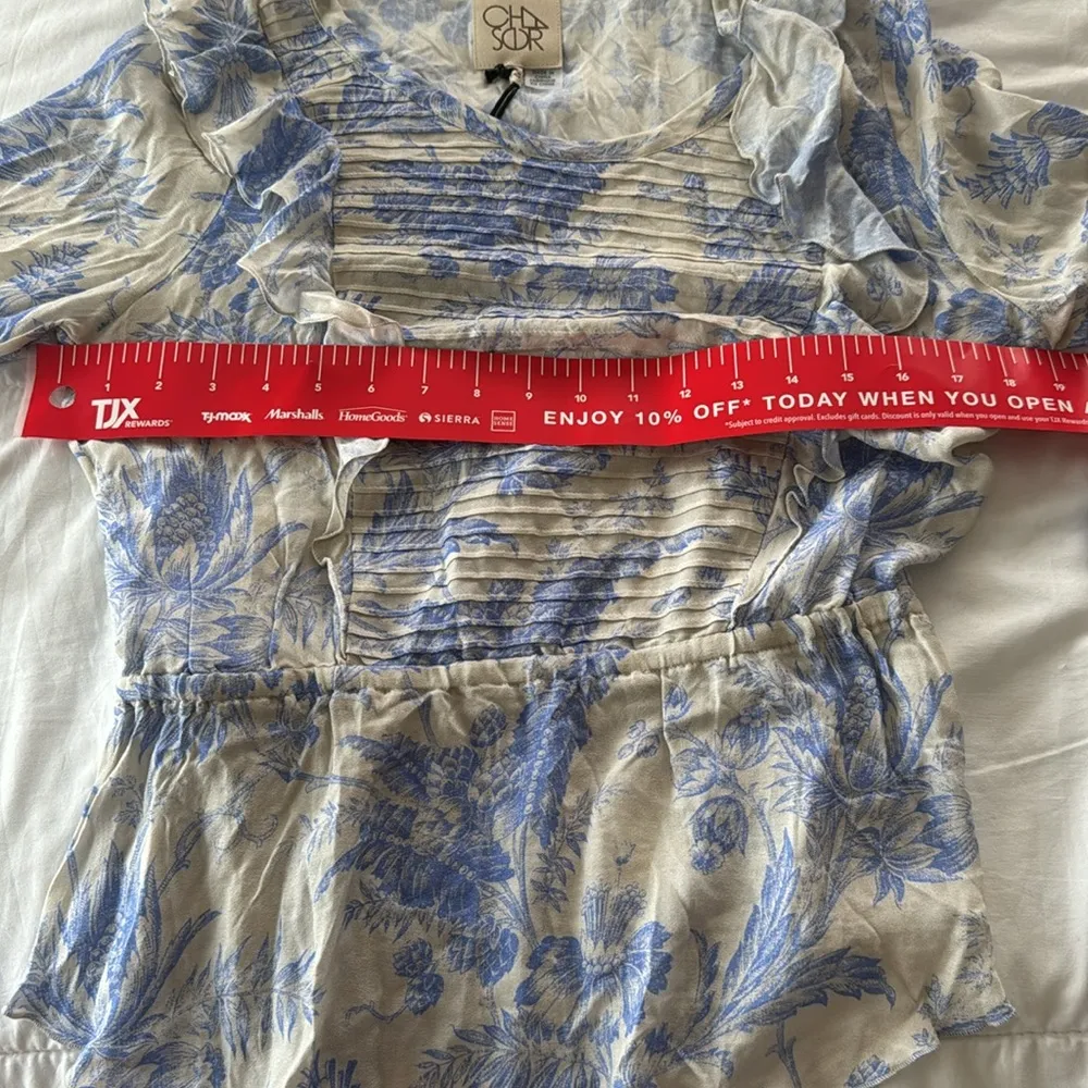 Chaser EUC Gauze peplum heirloom top pintucked ruffle cotton gauze MEDIUM - Image 4