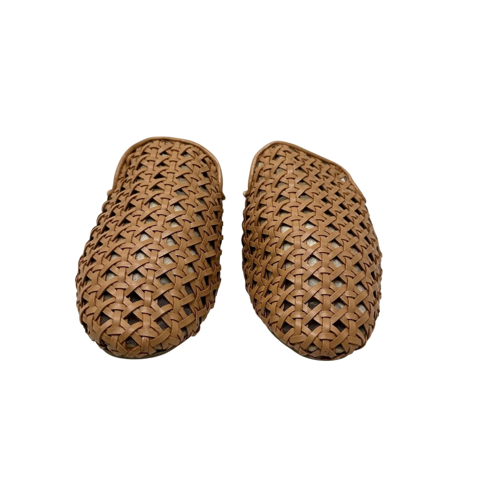 Birdies The Phoebe Woven Mule Flats Rattan‎ Faux Leather Tan Size US 5.5 - Image 4
