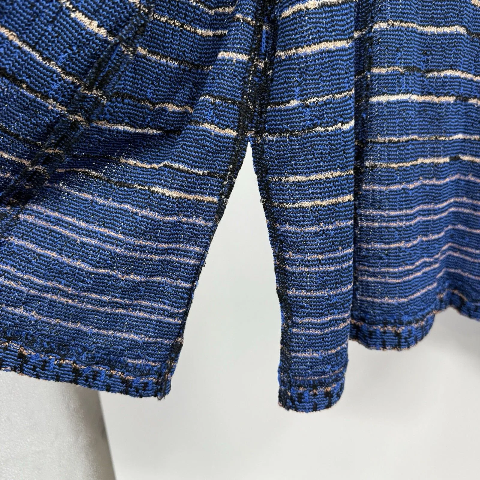 Misook Womens Cardigan Jacket Blue Knit Tweed Chain Pocket Old Money Academia - Image 9