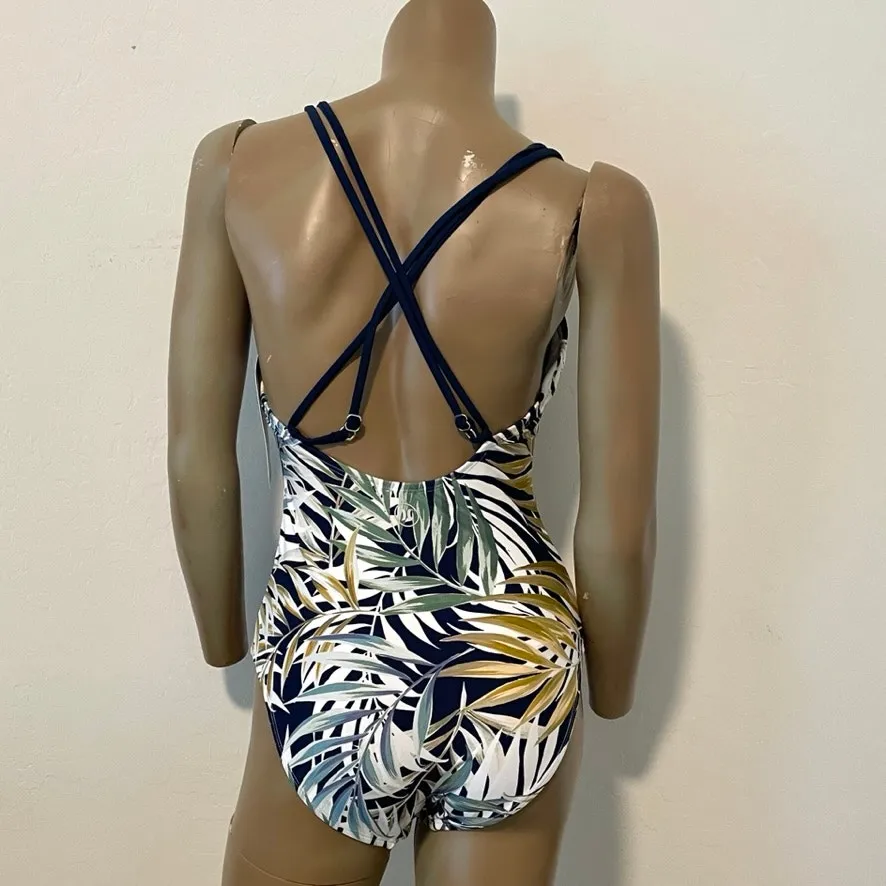 Hurley Criss cross back leaf print one piece swimsuit XS SW 5056 - Image 9