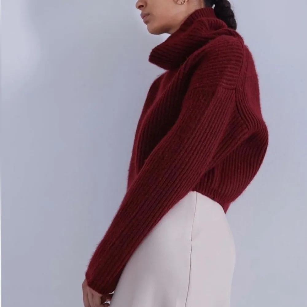 Thakoon Sweater Burgundy Red Cropped Ribbed Turtleneck Knit Sz M NWT Size M - Image 9