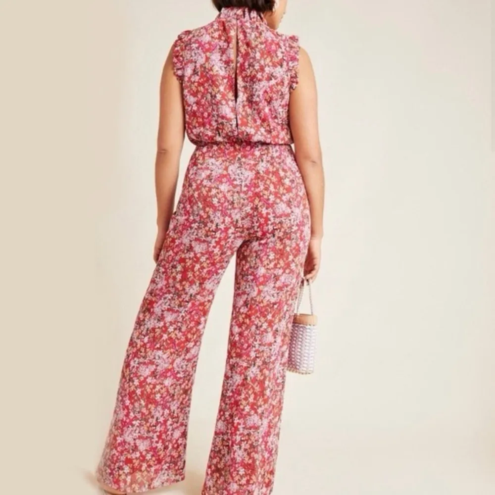 Anthropologie Ali & Jay Women Troubadour Red Floral Ruffle Jumpsuit Size Small - Image 3