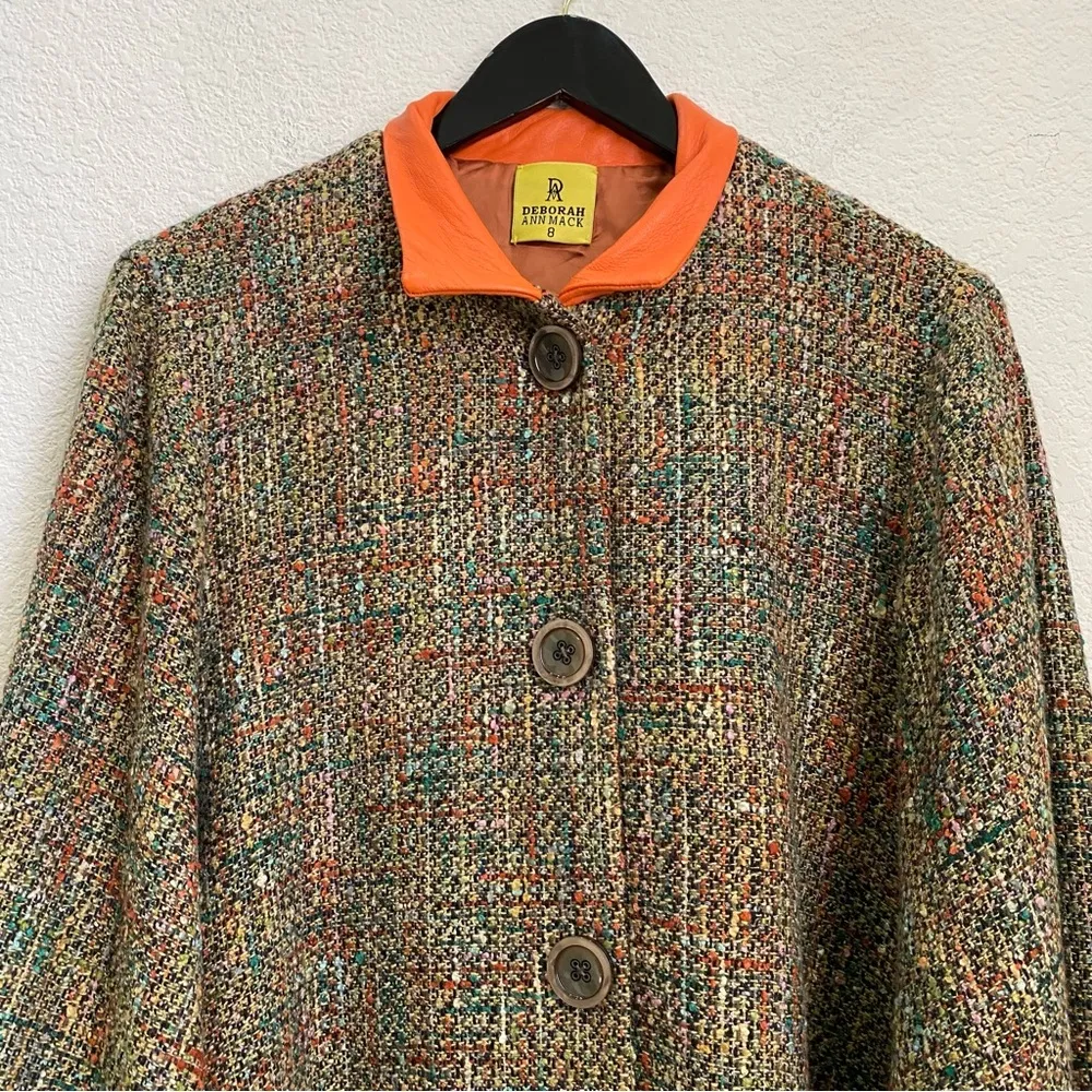 DAM Fashion DEBORAH ANN MACK Lambskin Tweed Wool Poncho Cape With Armhole Size 8 - Image 8