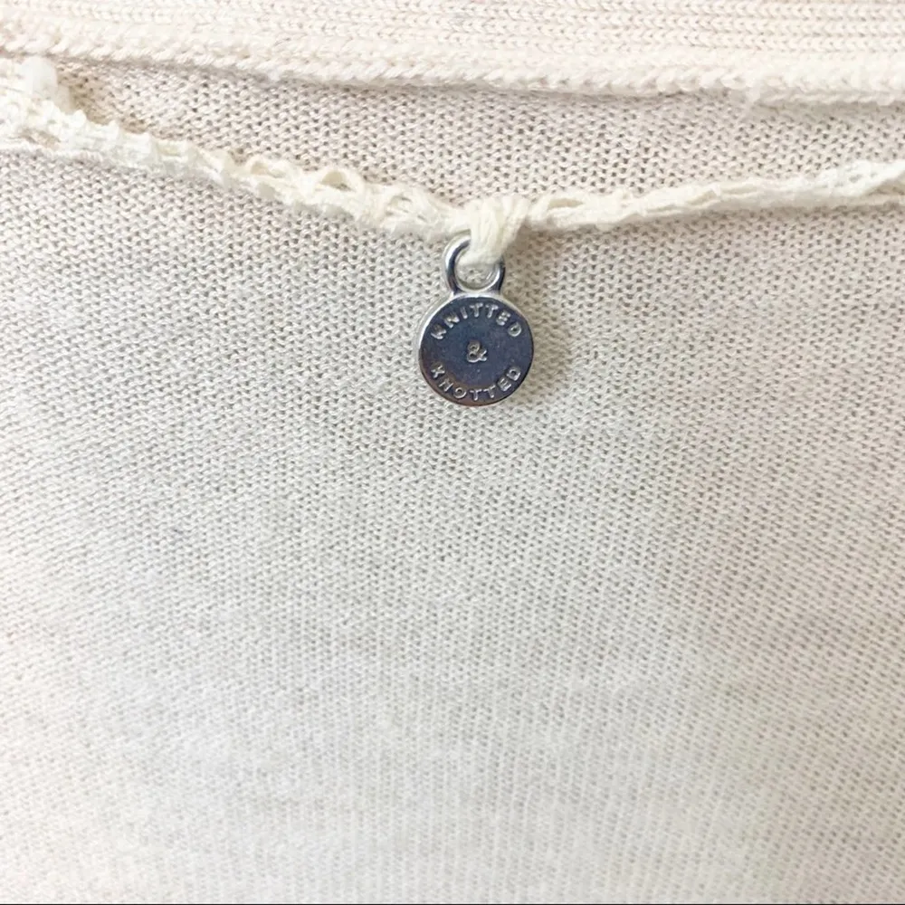 Anthro Knitted&Knotted Tiered Cream Peplum Sweater - Image 3