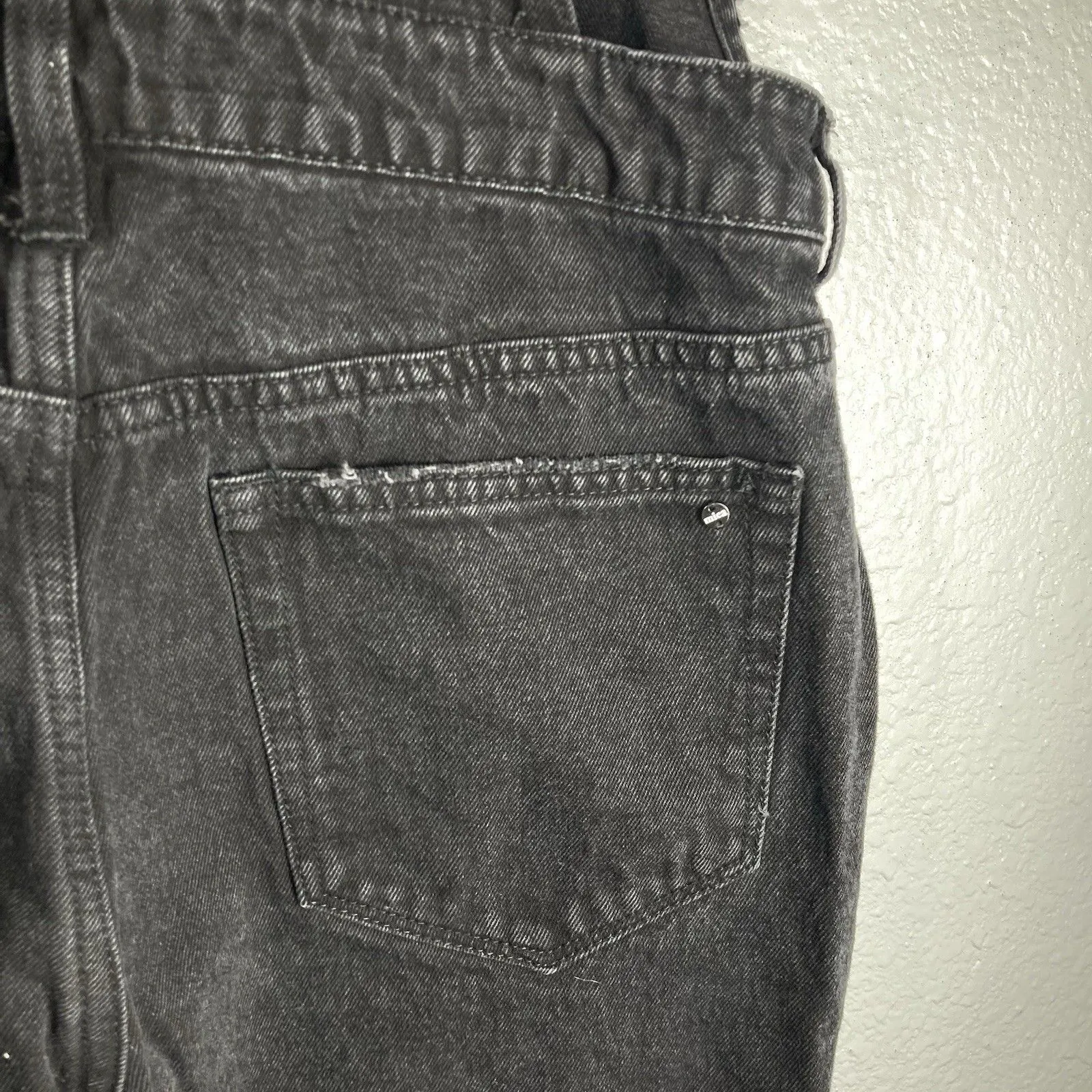 Mica Los Angeles Black Denim Overalls L Distressed Grunge Goth Streetwear Rock Size 34 - Image 9