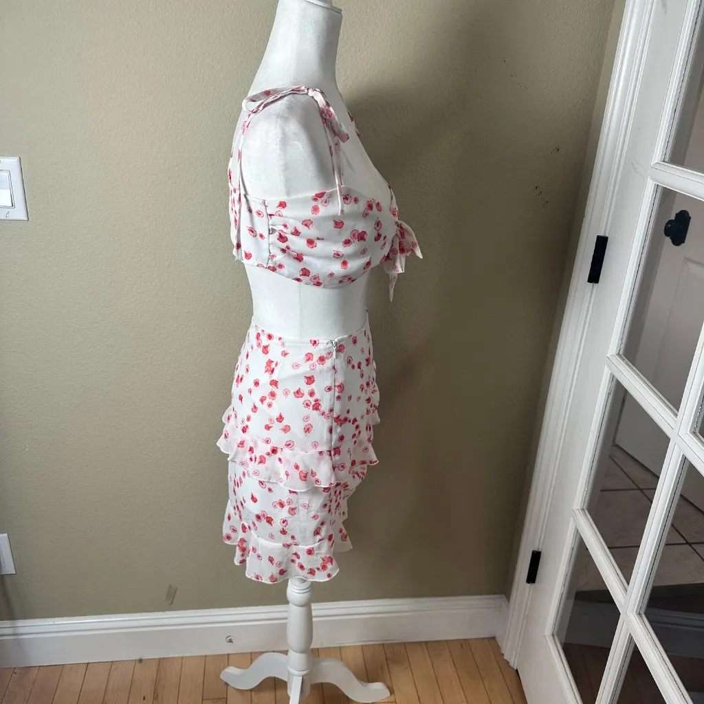 PRINCESS POLLY Two Piece Set Crop Top Tank & Ruched Mini Skirt Size 4 FLoral - Image 9