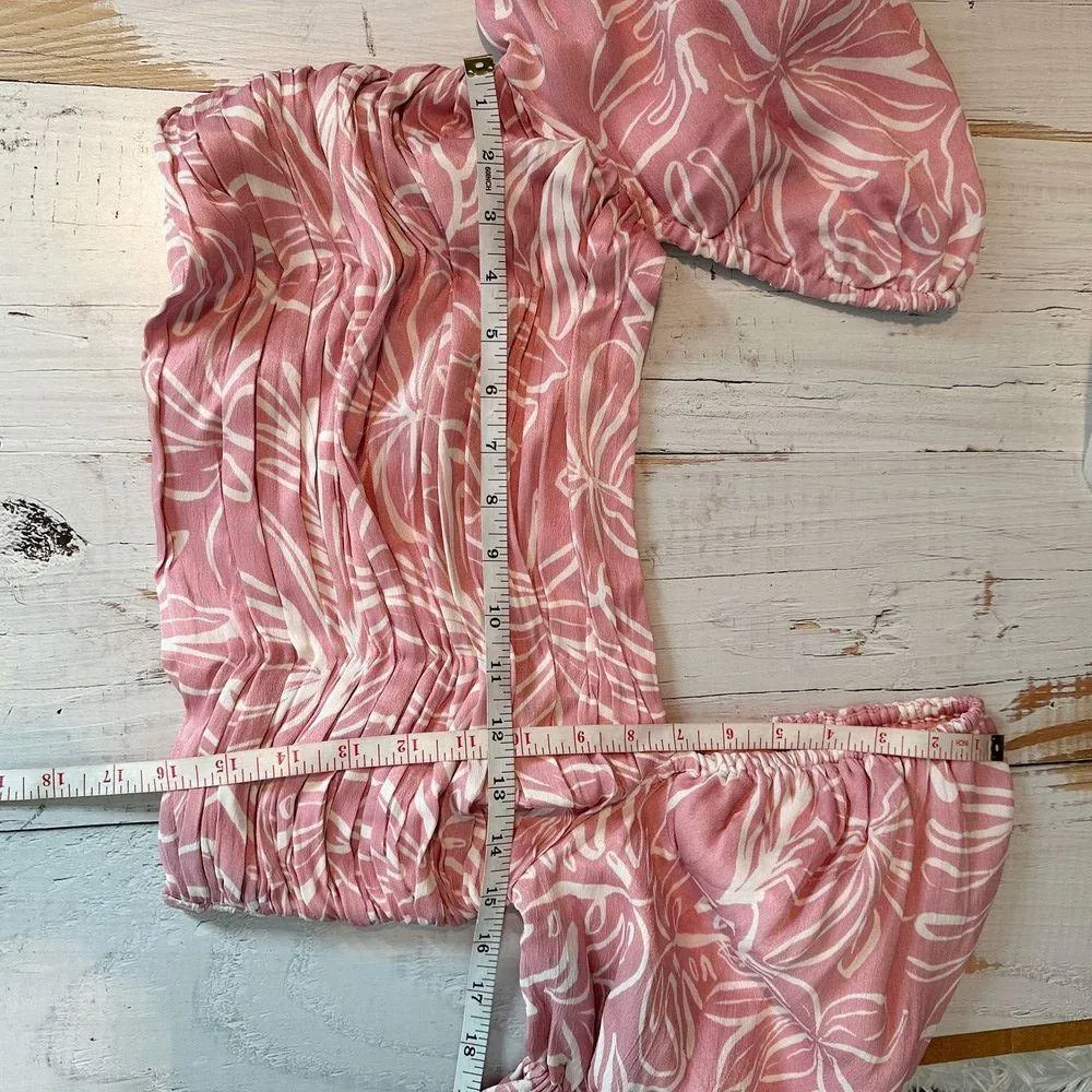 Saylor Gem Crop Puff Sleeve Blouse Top Size Medium Bubblegum - Image 10