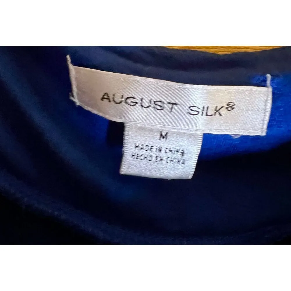 August Silk Women’s Top Shirt Sz Medium Blue Sleeveless Scoop Neck Sequin Blouse - Image 4