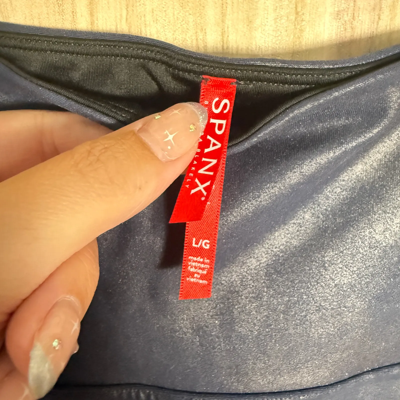 SPANX Faux Leather Legging Midnight Navy Blue Size Large Pull On Leggings - Image 5