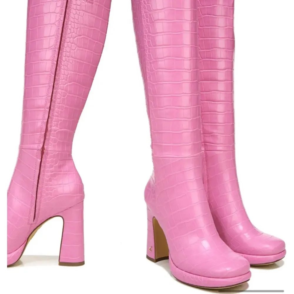 Croc-Embossed Knee-High Boots - Image 12