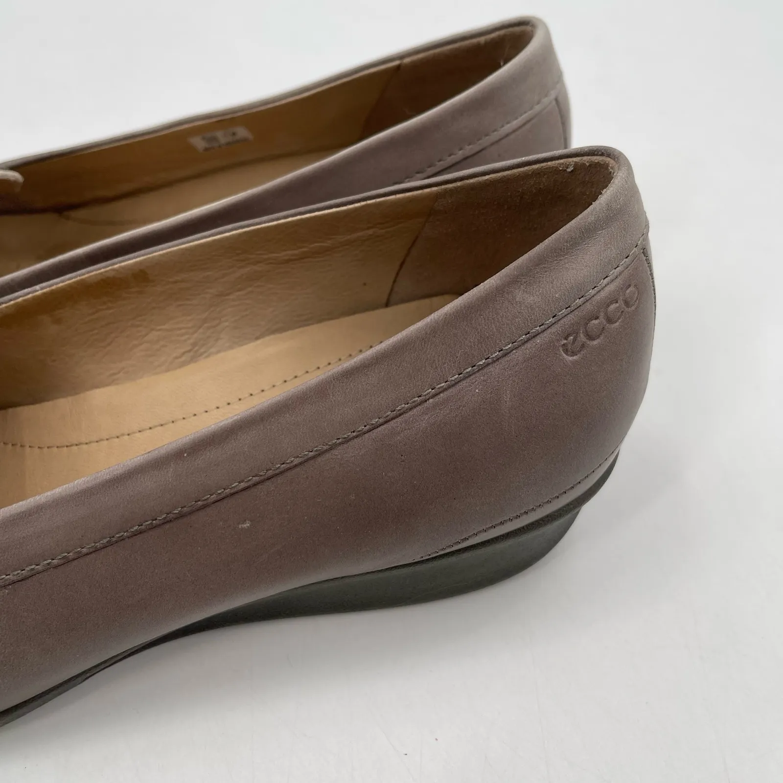 ECCO Shoes Size 41 / 10-10.5 Penny Loafer Snakeskin Taupe Heeled Wedge Comfort - Image 5