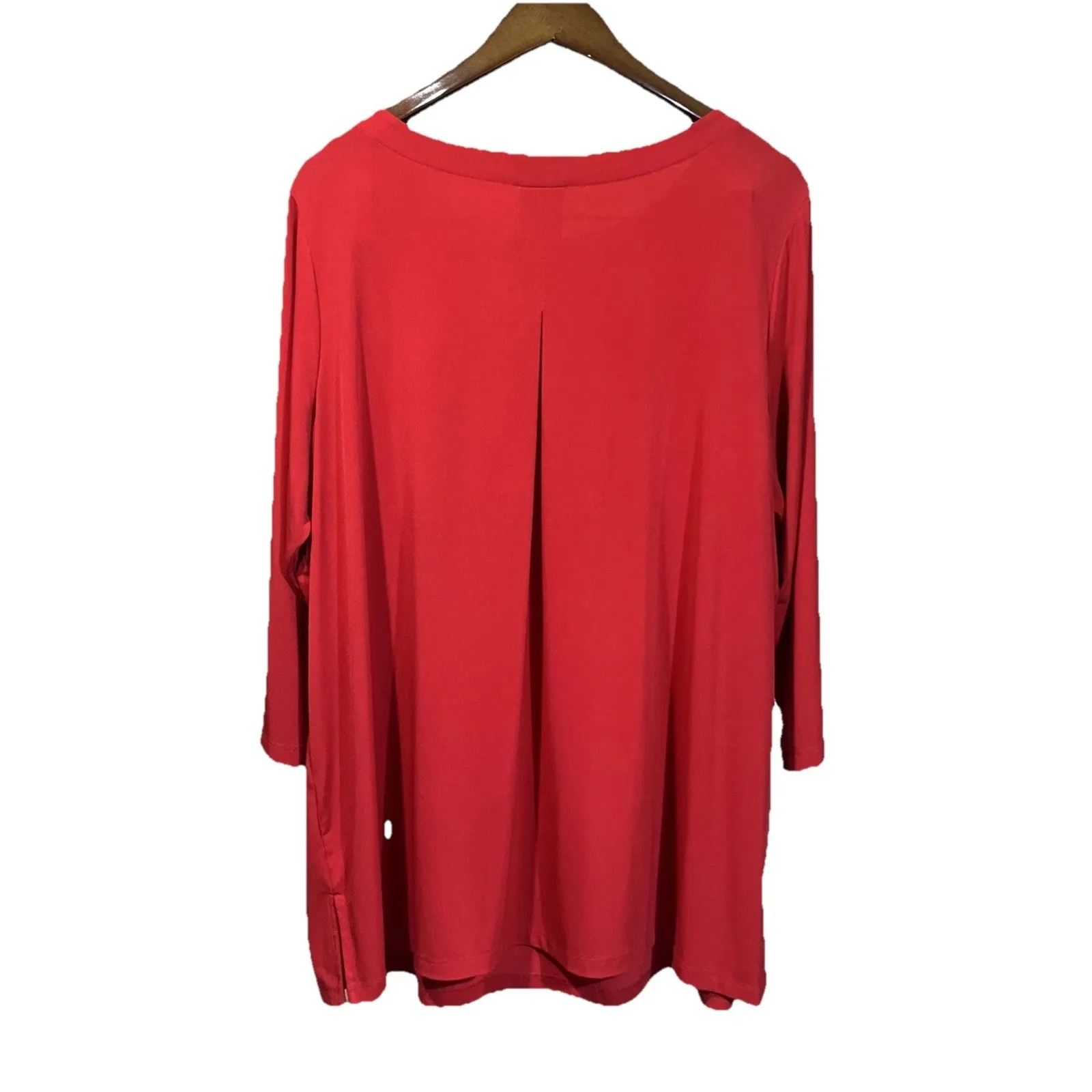 Susan Graver Liquid Knit Modern Essentials Top Plus Size 2X Red Relaxed Stretch - Image 2