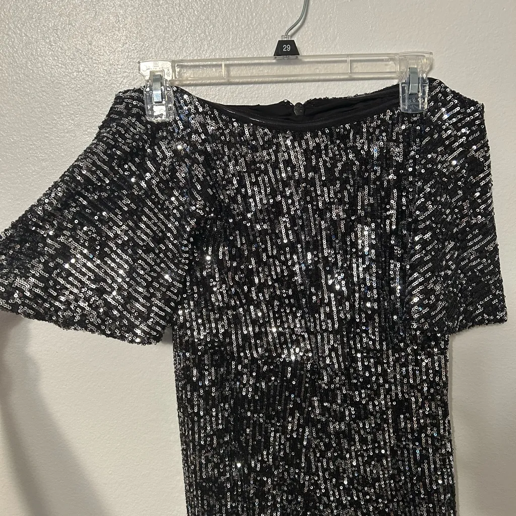 Bebe  Black Sequin Strapless Jumpsuit | NYE Party Glam | Size Medium - Image 7