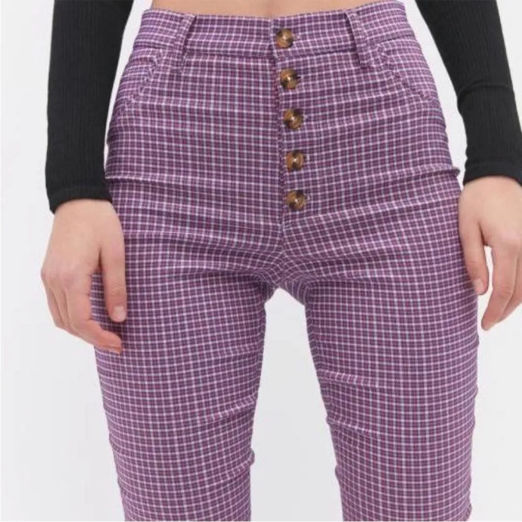 Urban Outfitters Lita Purple Plaid Skinny Pants Size 0 - Image 2