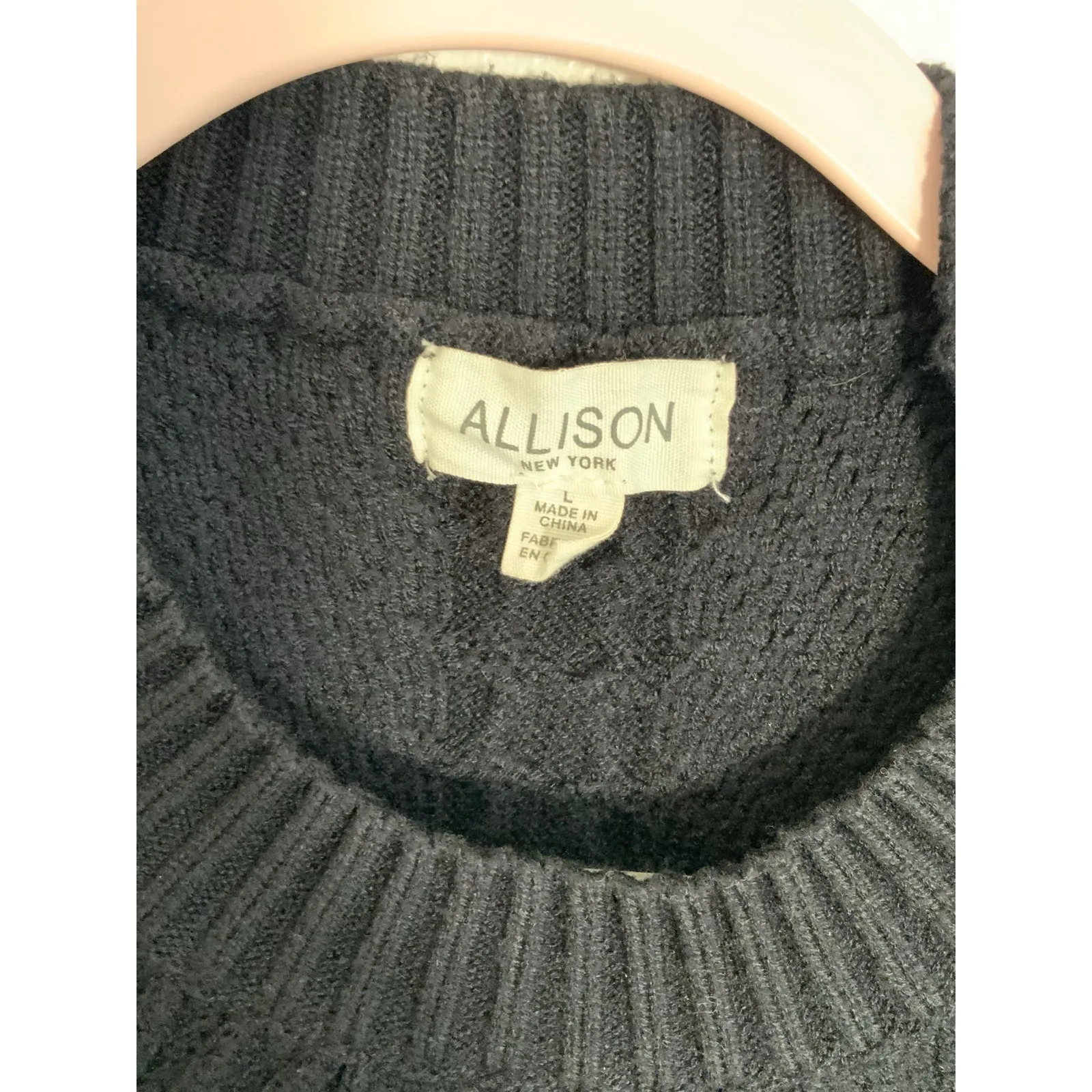 Allison New York Black Ribbed‎ Sweater size large - Image 2