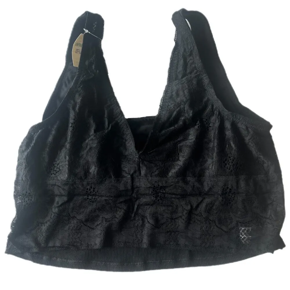 NWT Aerie Waffle Knit Lace V Back Longline Bralette Bra Black Size XL NEW - Image 5