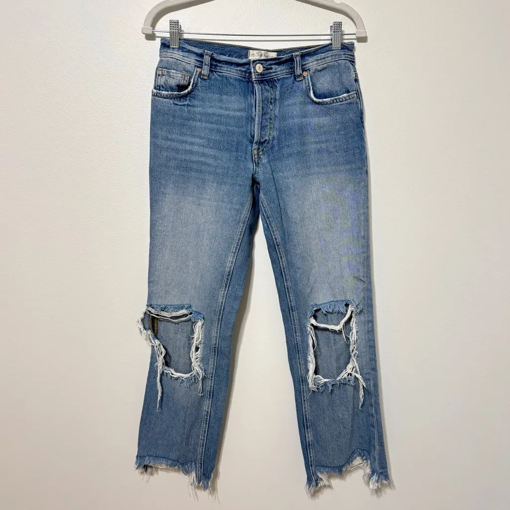 Free People Maggie Mid Rise Straight Leg Jeans Size 25 Distressed - Image 2