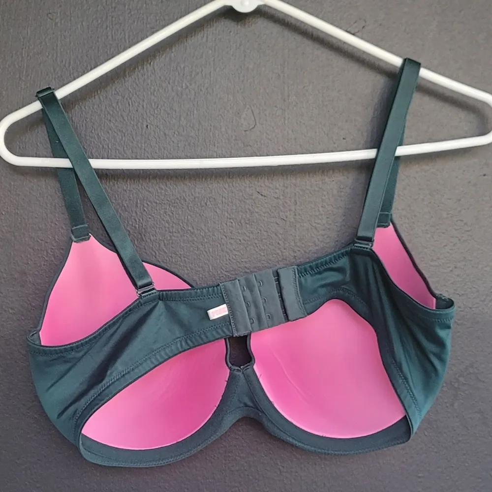 PINK Victoria's Secret Dark Green Wear Everywhere T-Shirt Lightly Lined Bra 36DD - Image 8