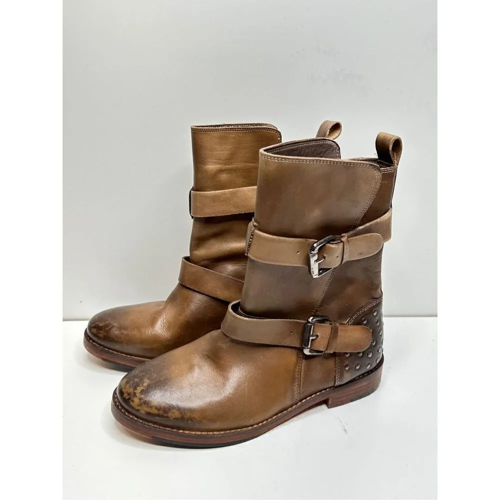 Vintage Foundry Co Distressed Leather Sherry Buckle Boots Vintage Inspired 6 Brown - Image 3