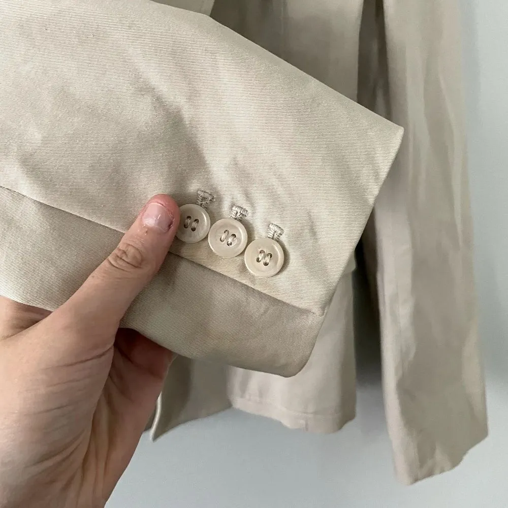 Express Stretch tan colored lapel blazer pockets buttons business casual jacket - Image 3