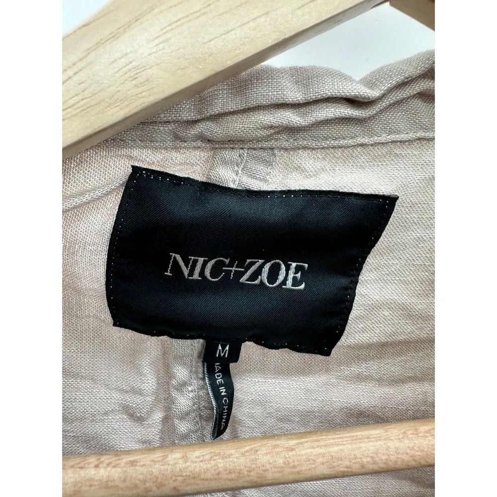 Nic + Zoe Jacket Women MEDIUM Tan Cream Long Sleeve Zip Front Linen Blend - Image 5