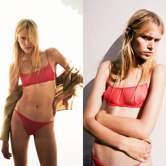 Zara STRAPPY BANDEAU SHEER BRA RED SIZE M NEW - Image 2