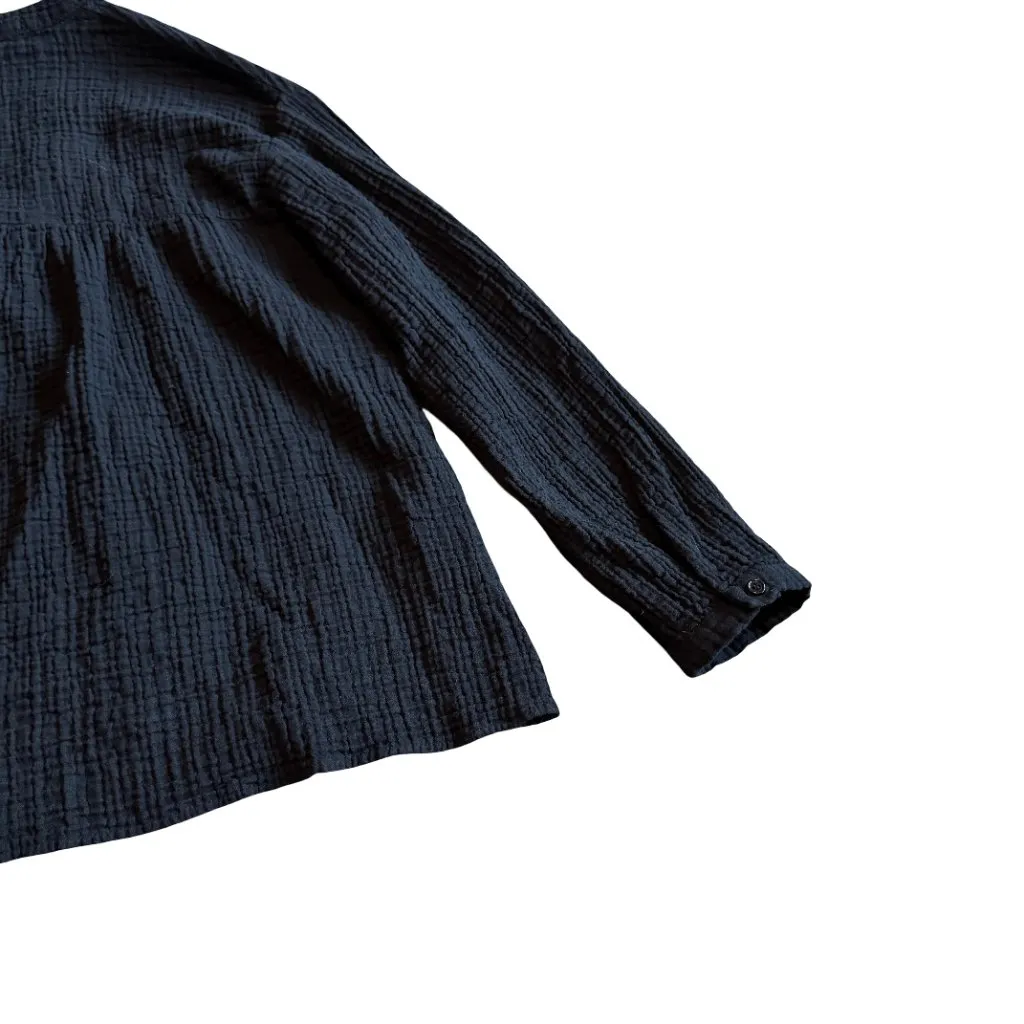 Zara Black Gauze Long Sleeve Shirt Top Blouse Casual Cotton Size Small Women's - Image 6