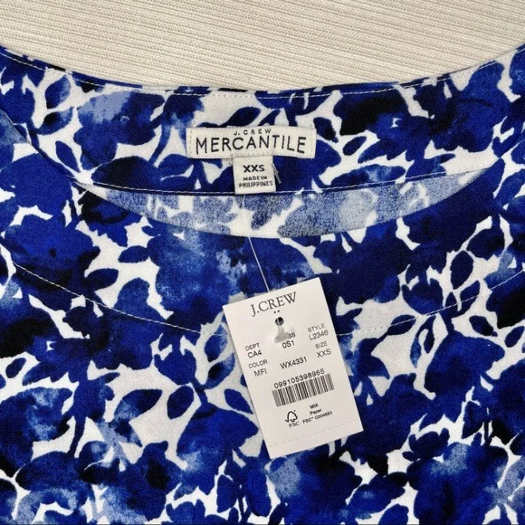 J. Crew Floral Shift Dress Long Sleeve Blue White NWT - Image 8