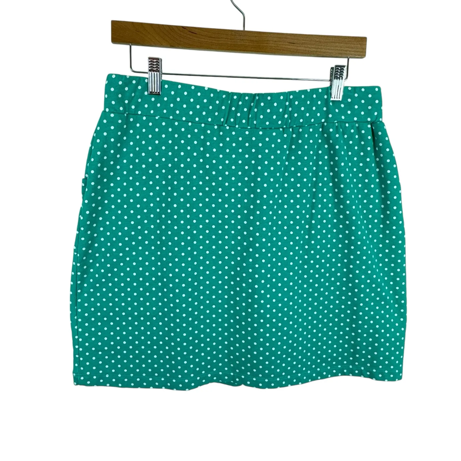 Susan Graver Cotton Green White Polka Dot Shorts Lining Casual Skirt Size S - Image 2