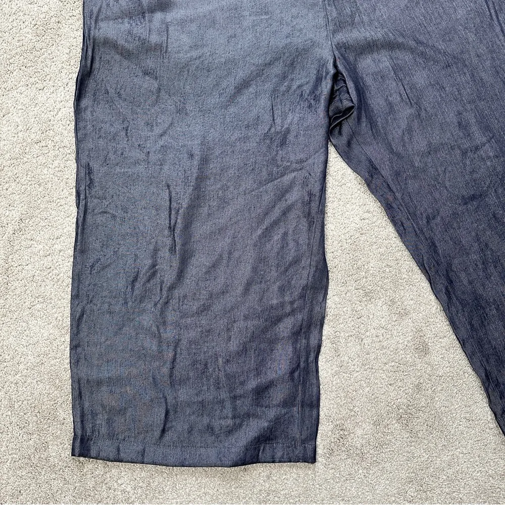 Unique Vintage Women’s Chambray High Rise Pants Cropped Capri Blue Plus Size 5X - Image 3