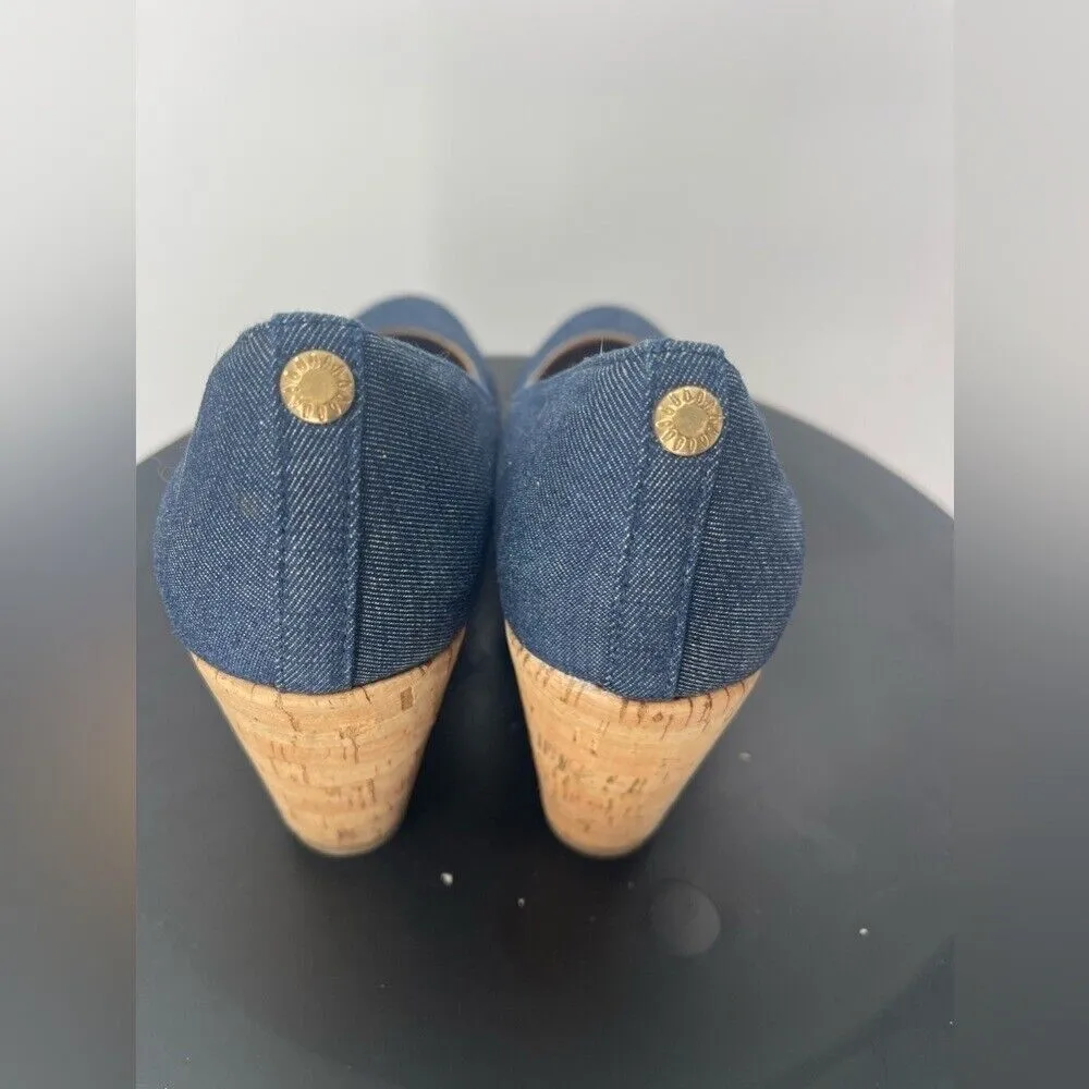 G.H. Bass & Co. Denim Wedge Heel Pumps Comfortable Classic‎ Shoes size 5.5 Blue - Image 4