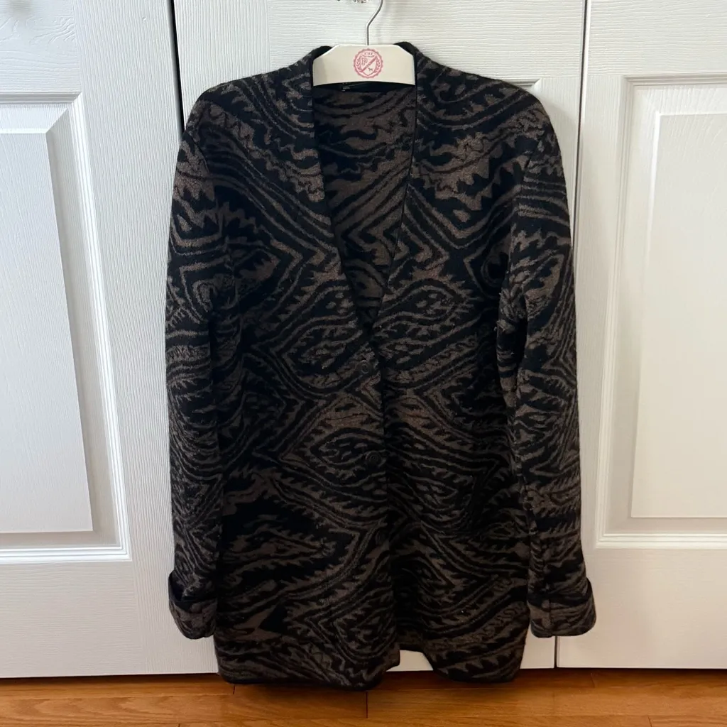 Peruvian Connection Baby Alpaca and Wool Blend Jacquard Cardigan - Image 2