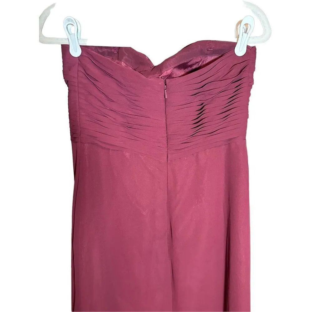 Bill Levkoff Womens Maroon Maxi length Chiffon Gorgeous Strapless Minimalist Bri - Image 7