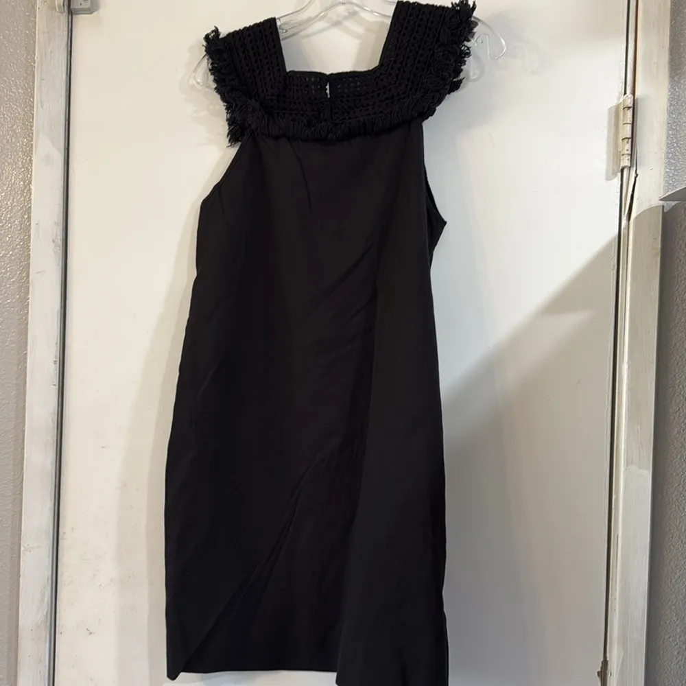 Madewell Womens Black Sundream Crochet Fringe Shift Night Out Dress 4 Boho - Image 9