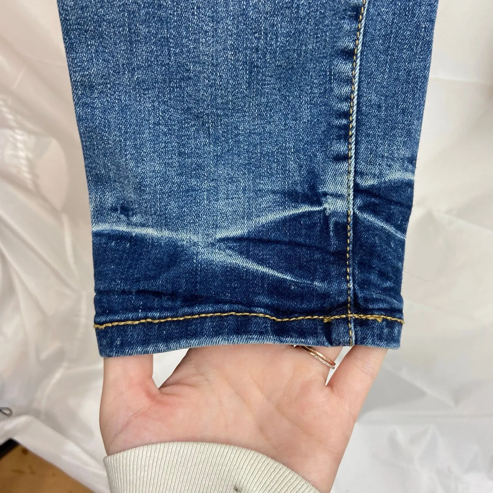 Mossimo women's blue medium wash power‎ stretch high rise skinny denim jeans 12 - Image 4