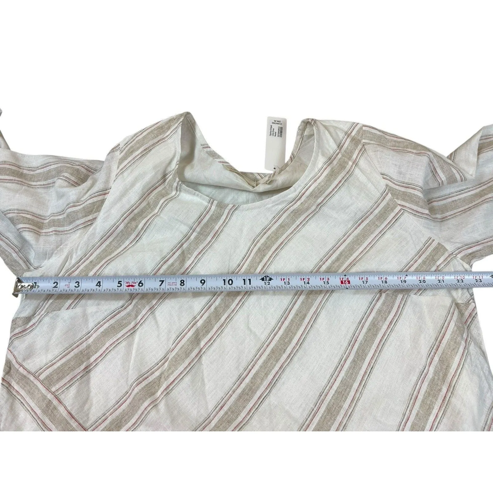 Soft Surroundings Equinox Striped Linen Blend Dress 1X Neutral Tan Tones NWT - Image 11