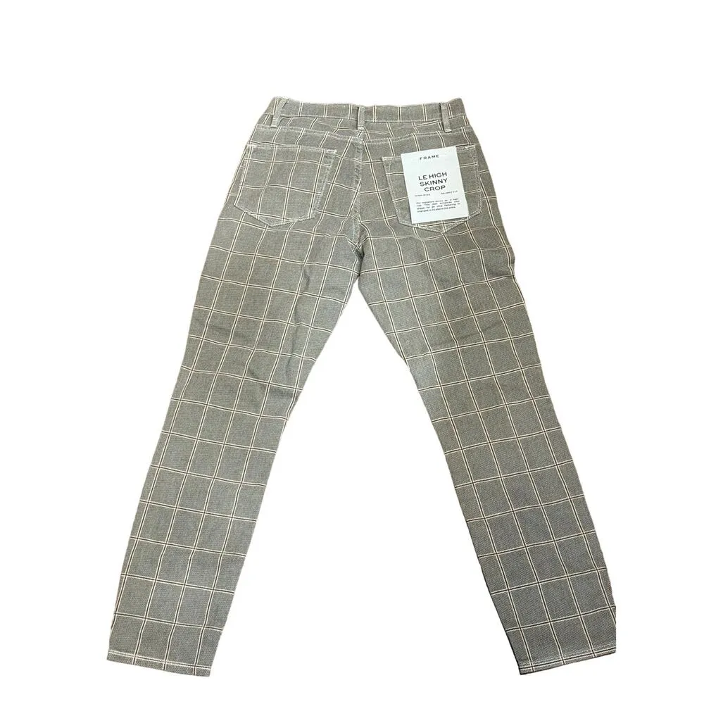 NWT FRAME Le High Skinny Cropped Jeans in Window Pane Plaid Gray size 26 W 25L - Image 11