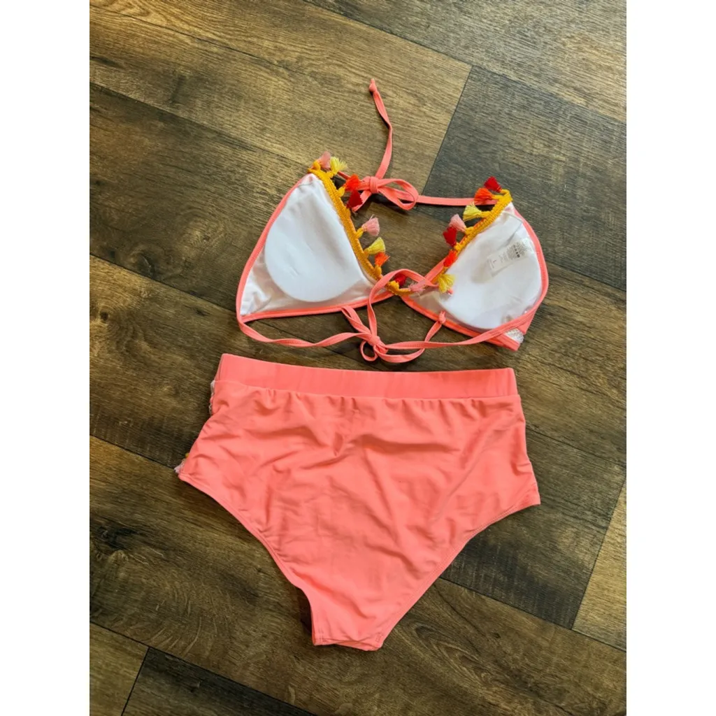 Women's Unbranded Pink Tassel Bikini L Size L - Image 3