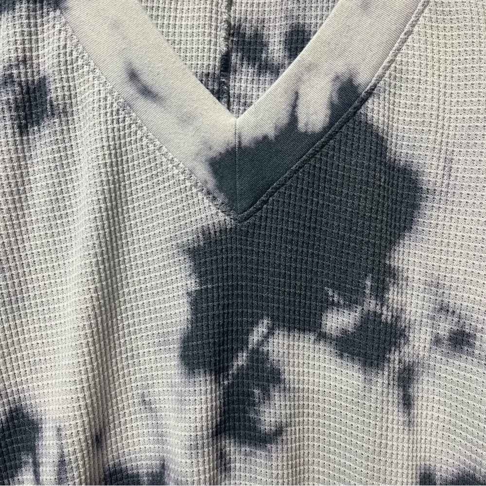 Anthropologie Sol Angeles Waffle Knit  Dress Small Tie Dye Blue White V Neck - Image 3